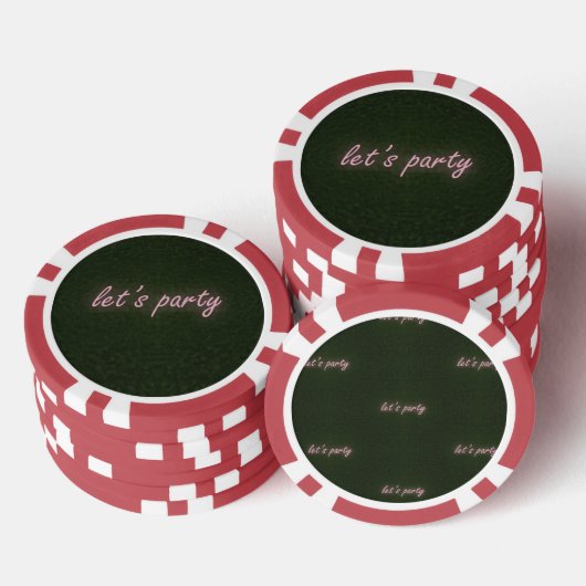 Neon partij gras achtergrond poker chips (Opstapeling)