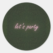 Neon partij gras achtergrond ronde sticker (Voorkant)