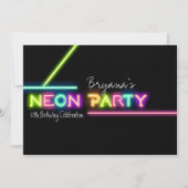 NEON PARTITY Glow Fun Birthday Party Invitation Kaart (Voorkant)