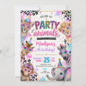 Neon Party Animals Verjaardag  Kaart (Voorkant)