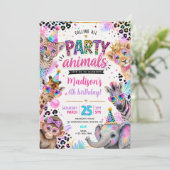 Neon Party Animals Verjaardag  Kaart (Staand voorkant)