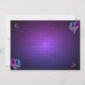 Neon Party Birthday Invitation Photo Design Kaart (Achterkant)