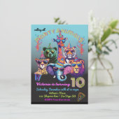 Neon Party Dieren Verjaardagsfeest Kaart (Staand voorkant)