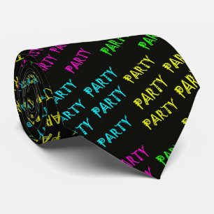 Neon Party Glow in Dark Print Necktie Stropdas