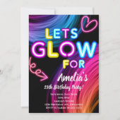 Neon Party Glow Uitnodiging voor verjaardag (Voorkant)