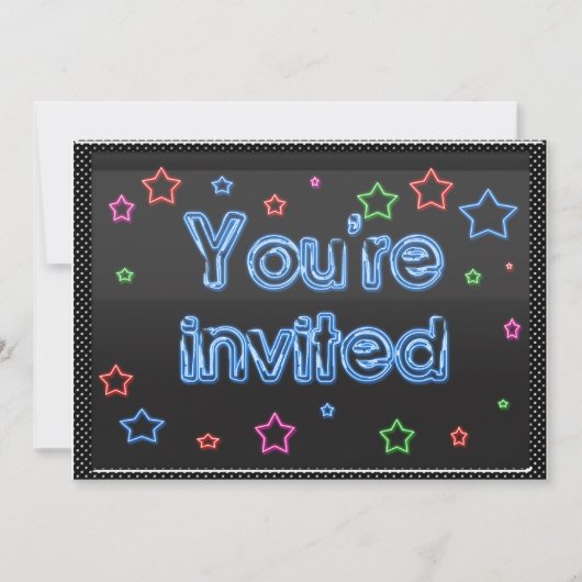 Neon Party Invitation Kaart (Voorkant)