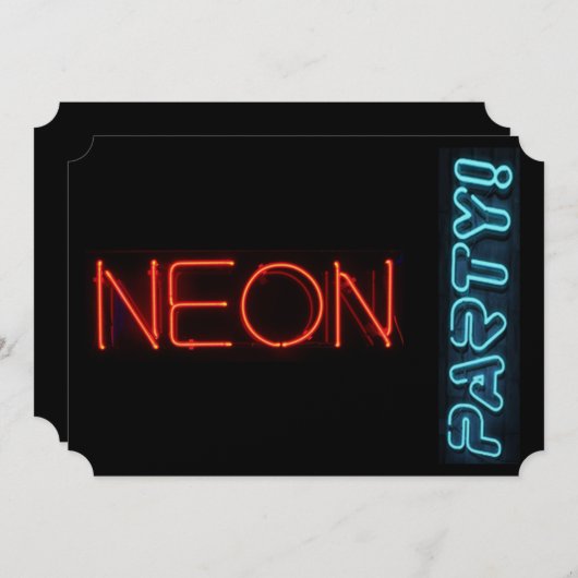 Neon Party Kaart (Voorkant / Achterkant)