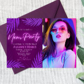 Neon Party Landschap Uitnodiging met Foto