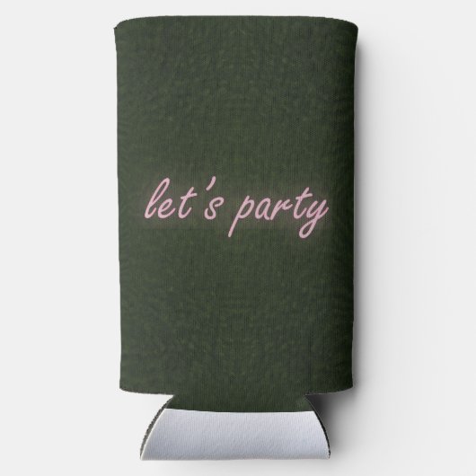 Neon Party Sign op gras achtergrond Seltzer Blikjeskoeler (Achterkant)