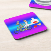 Neon Pas Getrouwd Cartoon Feestelijke Onderzetters (Linkerzijde)