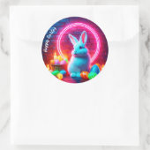 Neon Pasen konijn ei roze modern schattig decor Ronde Sticker (Tas)