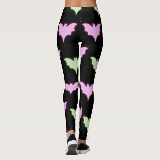 Neon Pastel Bat Seamless Pattern - Gothische Leggi Leggings (Achterkant)