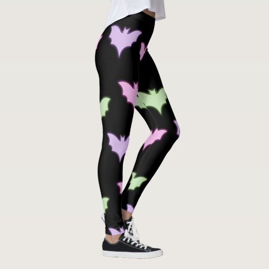 Neon Pastel Bat Seamless Pattern - Gothische Leggi Leggings (Rechts)