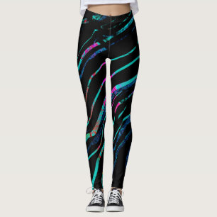 Neon Pastel Black Marmer Shimmer Rainbow Leggings