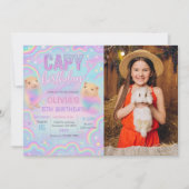 Neon Pastel Capybara verjaardagsfeestje foto Kaart (Voorkant)