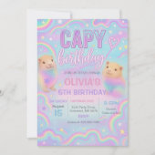 Neon Pastel Capybara verjaardagsfeestje uitnodigin Kaart (Voorkant)