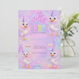 Neon Pastel Gekke Goose Verjaardagsfeestje Uitnodi Kaart
