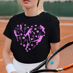 Neon Pastel Roze Tennis Liefhebber Hart Grafisch T-shirt