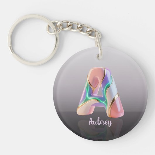 Neon Pastel Sculpturale 3D Letter A Sleutelhanger (Voorkant)