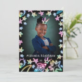 Neon Pastel Stars Galaxy Kinder Afstuderen Foto Aankondiging (Staand voorkant)