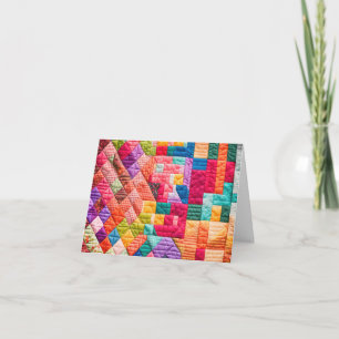 Neon Patchwork Quiltpatroon Notitiekaartje