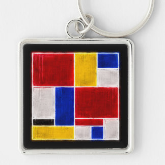 Neon Patroon Mondriaan Sleutelhanger