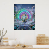 Neon Pauw Hologram Tuin Poster (Keuken)