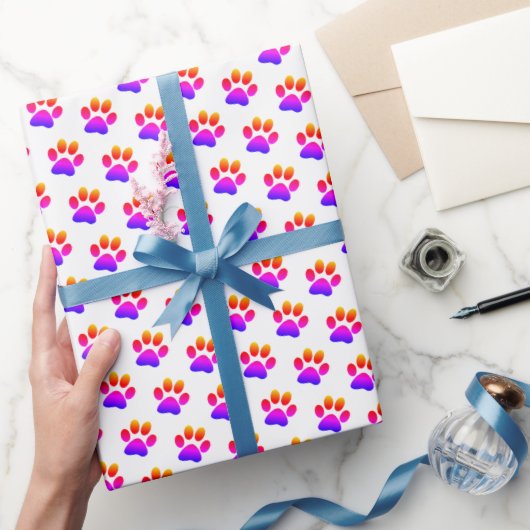 Neon Paw drukt op wit Cadeaupapier (Geschenken)