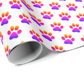 Neon Paw drukt op wit Cadeaupapier (Rol Hoek)