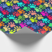 Neon Paw Print Inpakpapier (Hoek)