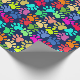 Neon Paw Print Inpakpapier