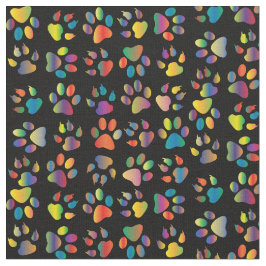 Neon Paw Print op zwart Stof