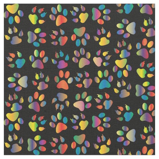 Neon Paw Print op zwart Stof (Close Up)