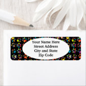 Neon Pawprint zwart retouradres Etiket (Insitu)