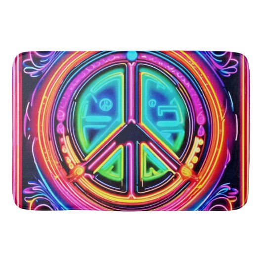 Neon Peace Mandala Badmat (Voorkant)