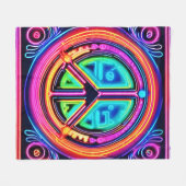 Neon Peace Mandala Fleece Deken (Voorkant (Horizontaal))