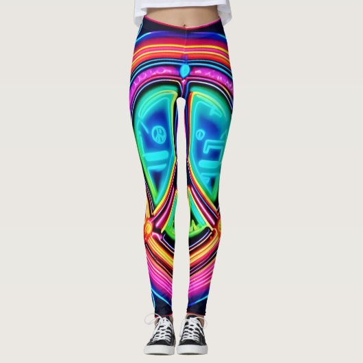 Neon Peace Mandala Leggings (Voorkant)