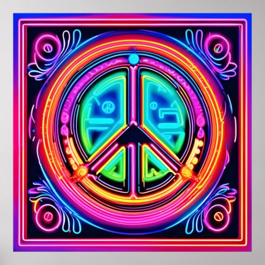 Neon Peace Mandala Poster (Voorkant)