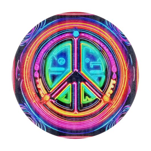 Neon Peace Mandala Snijplank (Voorkant)