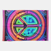 Neon Peace Mandala Theedoek (Horizontaal)