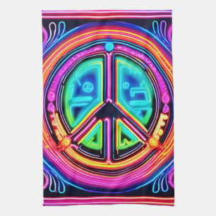 Neon Peace Mandala Theedoek