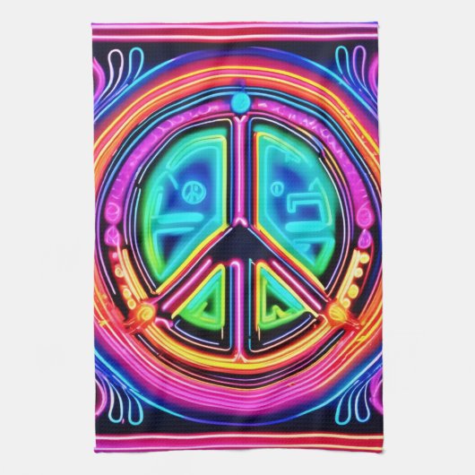 Neon Peace Mandala Theedoek (Verticaal)