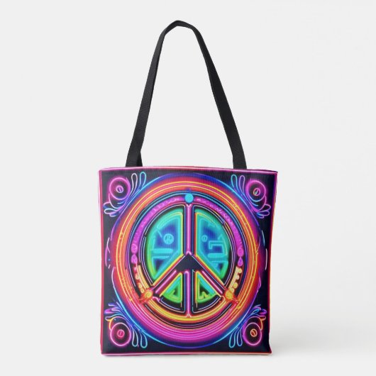 Neon Peace Mandala Tote Bag (Achterkant)