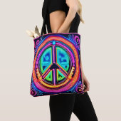Neon Peace Mandala Tote Bag (Dichtbij)