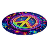 Neon Peace Symbol Art Snijplank (Hoek)