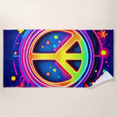 Neon Peace Symbol Art Strandlaken (Voorkant)