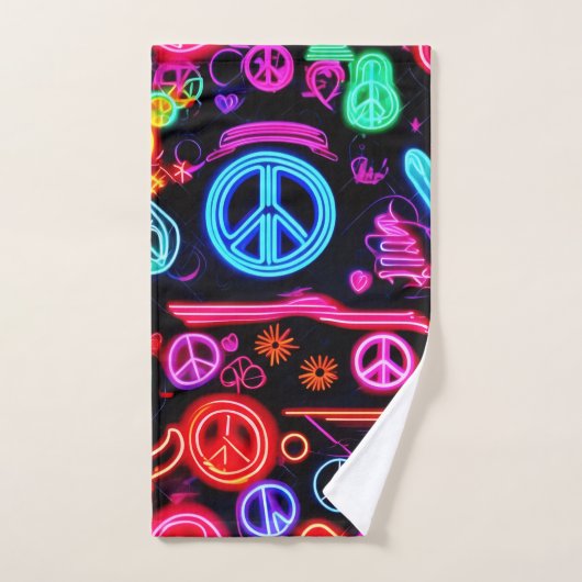 Neon Peace-symbolenpatronen Bad Handdoek (Handdoek)