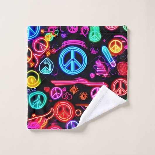Neon Peace-symbolenpatronen Bad Handdoek (Wasdoekje)