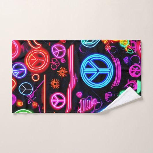 Neon Peace-symbolenpatronen Bad Handdoek (Handdoek)