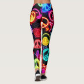 Neon Peace-symbolenpatronen Leggings (Achterkant)